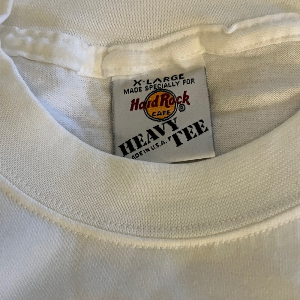 Hard Rock Cafe White Tee with Blue and Yellow Logo - Picture 2 of 3